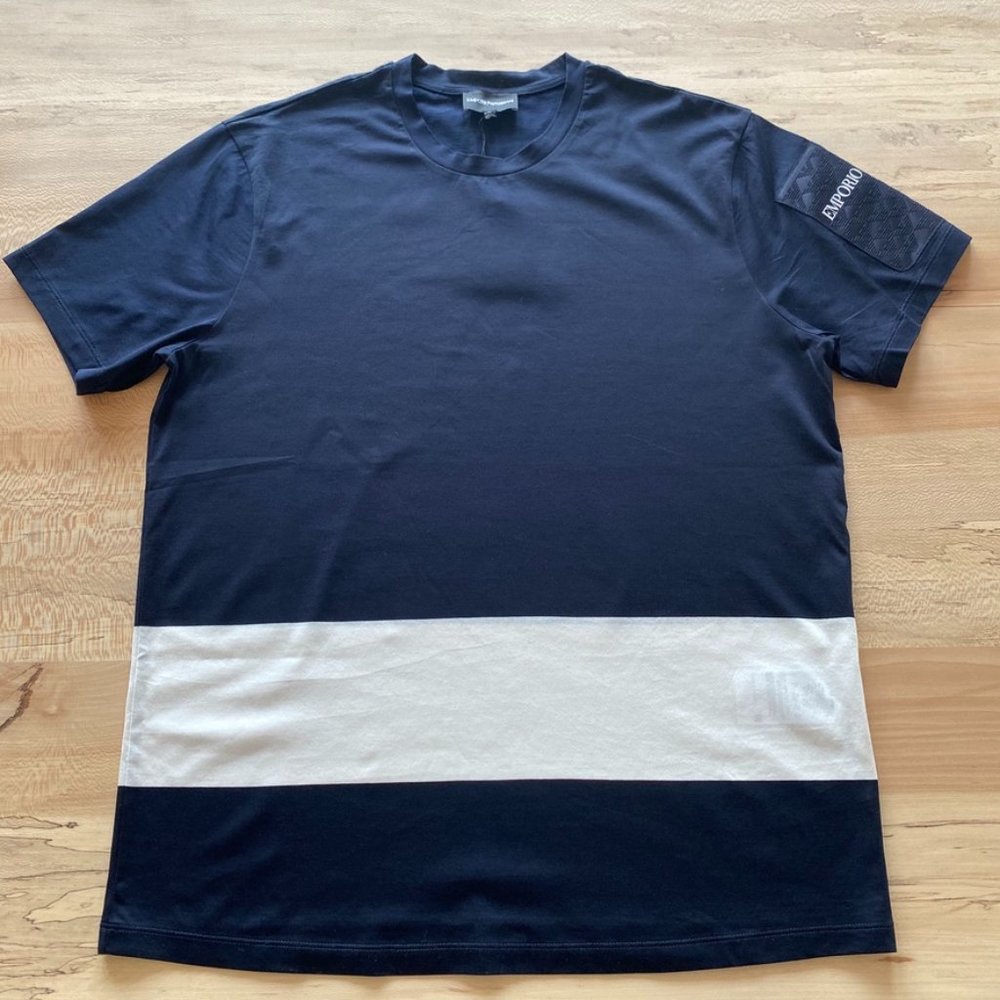 NWT Emporio Armani Black T-shirt w/ Patch on Sleeve XL